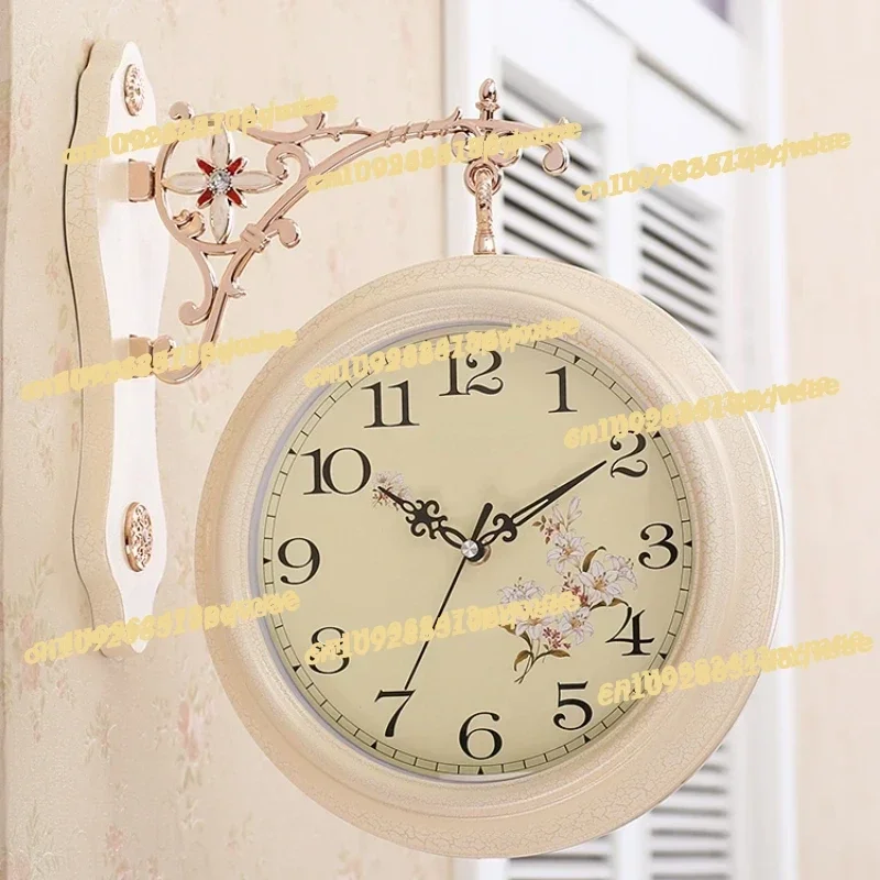 

Double-Sided Wall Clock European Style Creative Watch Living Room Mute Pastoral Clock Two Sides Personality Fashion Modern