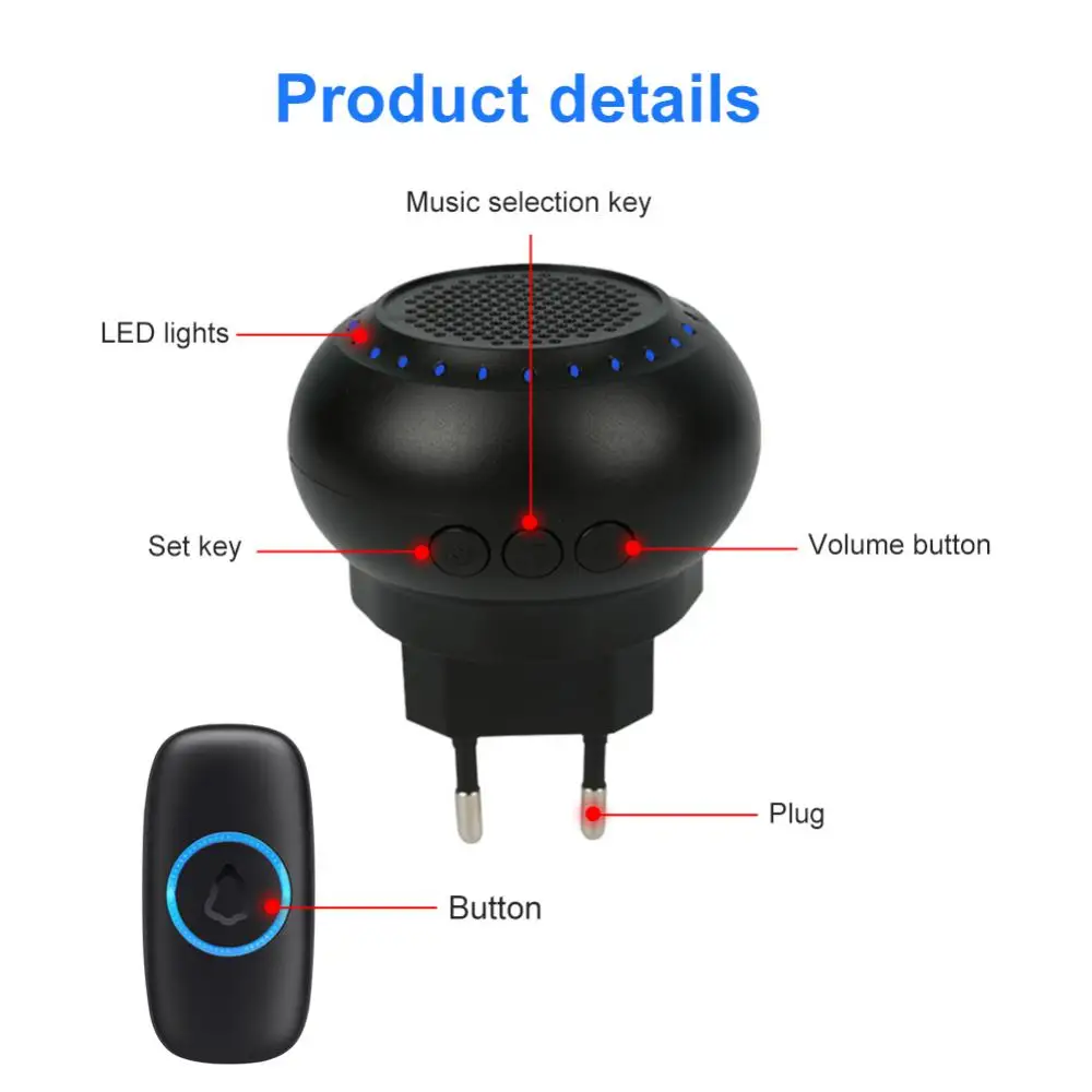 M523 Wireless Electronic Doorbell One Driven Two Doorbell Intelligent Home Pager Distance Waterproof Button Home Security