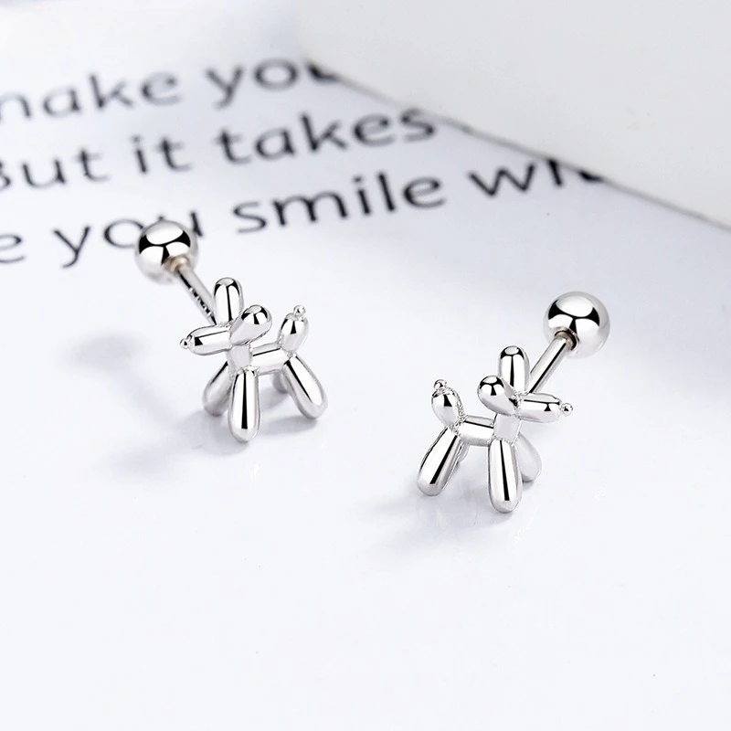 

Balloon Dog Thread Stud Earrings Female 925 Sterling Silver Korean Simple Ins Personality Niche Design Puppy Jewelry