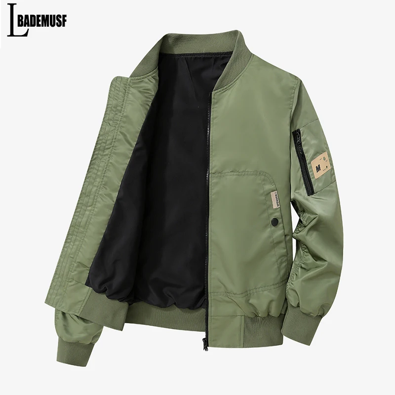 

New Baseball Clothes Man 2024 Spring Autumn Fashion Loose Solid Flight Jacket Leisure Outdoors Waterproof Stand Collar Coat Man