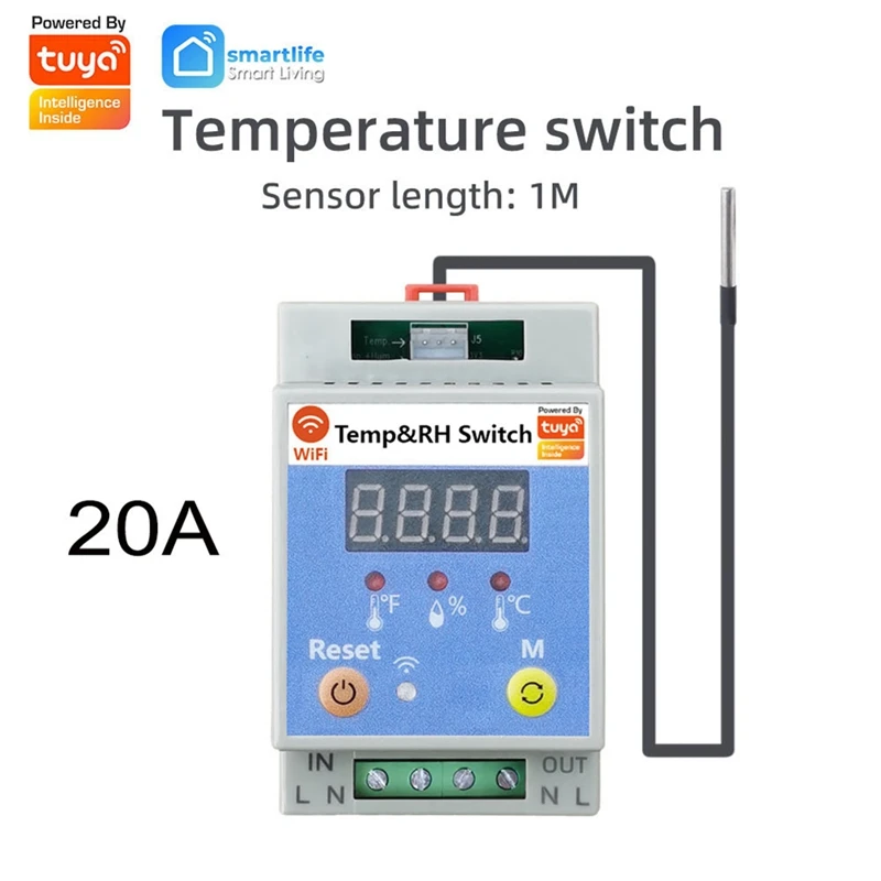 Tuya WIFI Circuit Breaker Smart Temperature Humidity Soil Control On-Off With Display Remote Monitoring Voice Alexa