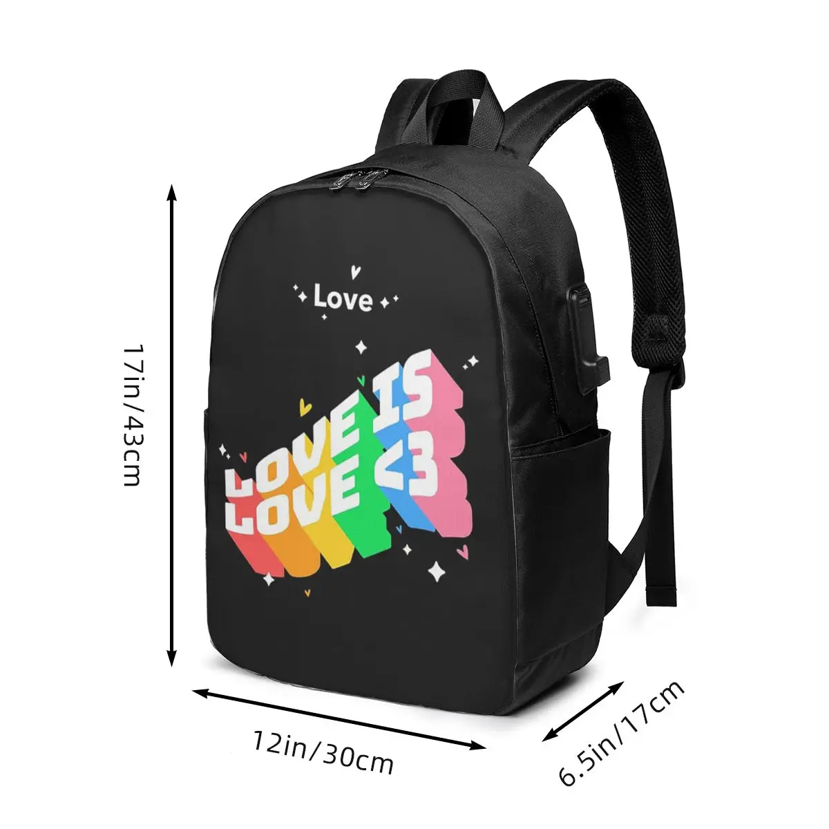 Love Is Love Rainbow Letter Backpack Travel Notebook Bag Computer College Student School Bag Laptop Shoulder Bags for Men Women