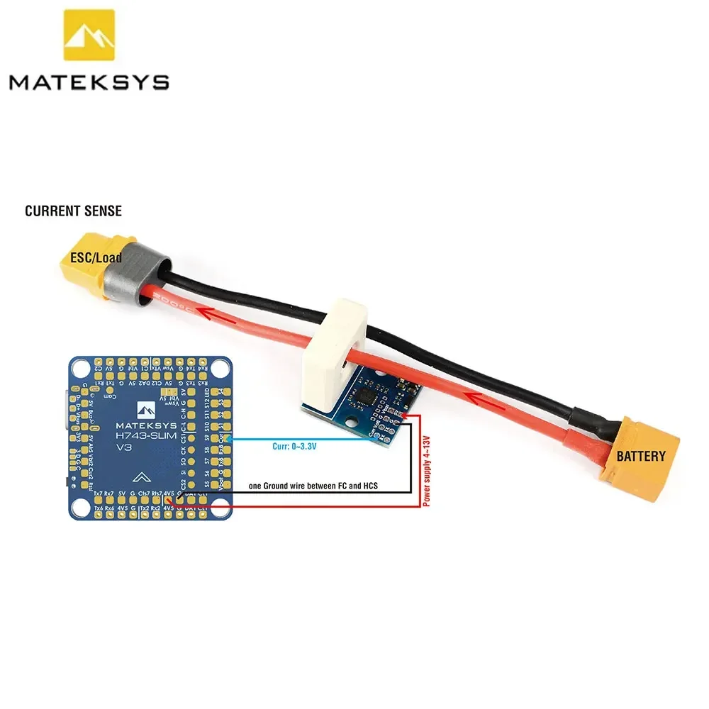 MATEK 홀 효과 전류 센서 150A 모듈 FPV 레이싱 무인기 용 H743 Slim V3 비행 컨트롤러 용 0-69V 전압 감지