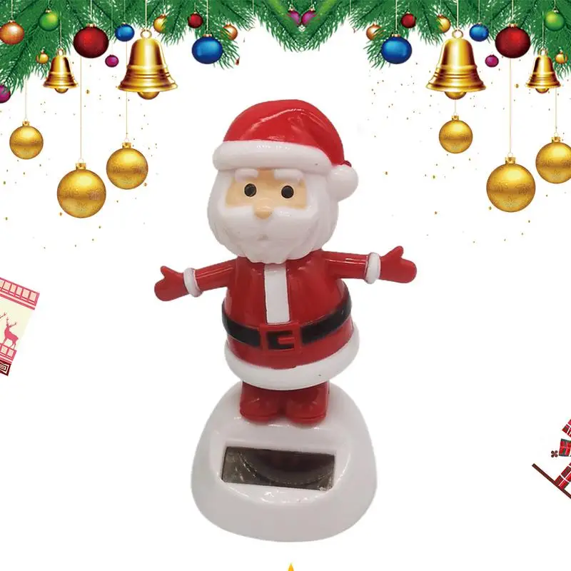 Christmas Solar Dancing Figures Solar Powered Swinging Toys Cute Car Shaking Head Doll Elk Santa Snowman Penguin Swing Figurines