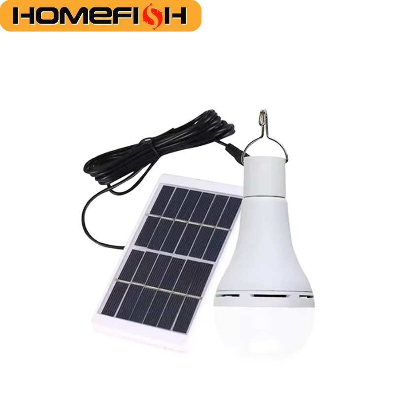 HOMEFISH LED Solar Lamp Bulb Outdoor Waterproof Portable Solar Garden Hanging Light Hiking Fishing Emergency Lights