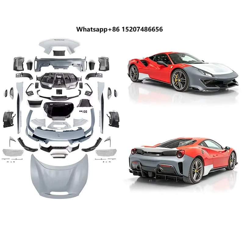 Exterior Restyling Conversation Body Kits for  488  Upgrade P Style & Dry Carbon Car Bumpers Auto Parts Car