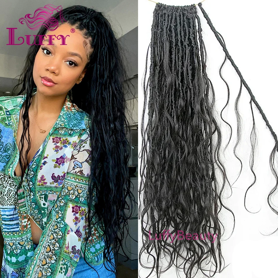 Onda do corpo sem nós Crochet Boho Locs com Full Ends, Trança pré-looped, Cabelo encaracolado, Cabelo humano Curls