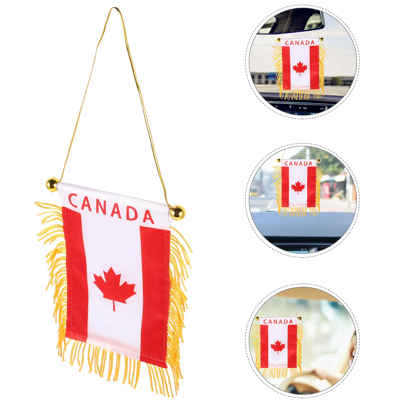 

6Pcs Car Mini Canada Flag Hanging Banners Decorative Rearview Mirror Ornaments Car Window Small Flags Canada Flag