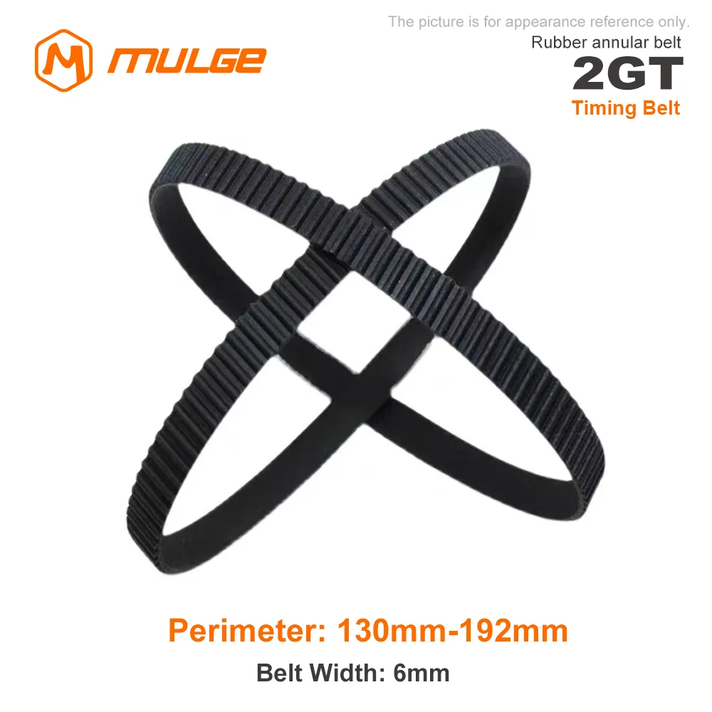 GT2 Closed Loop Timing Belt Rubber 2GT 6mm 3D Printers Parts 130/132/134mm-188/190/192mm Synchronous Belts Part