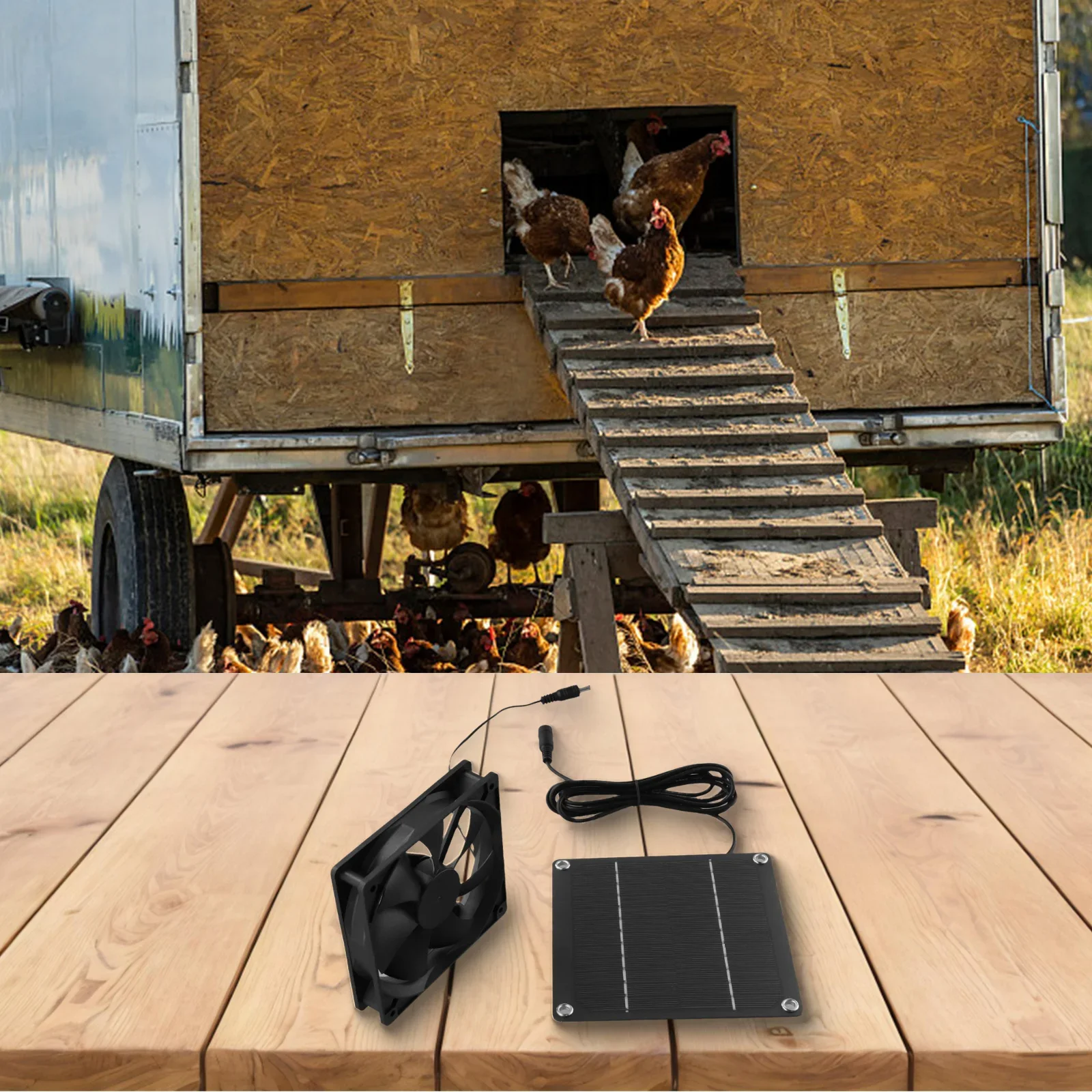 

50W Solar Panel Solar Exhaust Fan Poultry House Greenhouse Exhaust Fan High Speed For Dog Kennels Chicken Coops Camping Hot Sale
