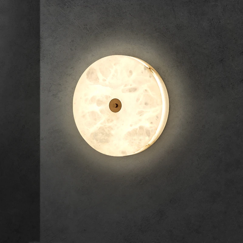 

300MM Round Marble Decor Wall Lamp Sitting Room Bedroom Corridor Aisle Ceiling Light Hotel Dining Hall Backlight LED Sconce
