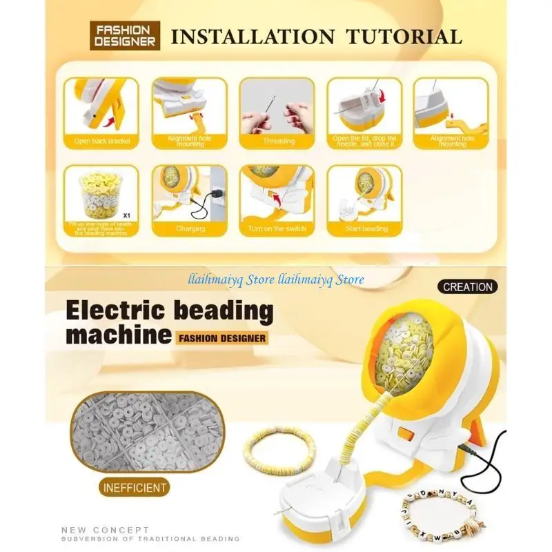 

573B Handheld Electric Bead Stringer Quick Bead Stringer Accurate Automatic Threading Machine for Jewelry Crafting