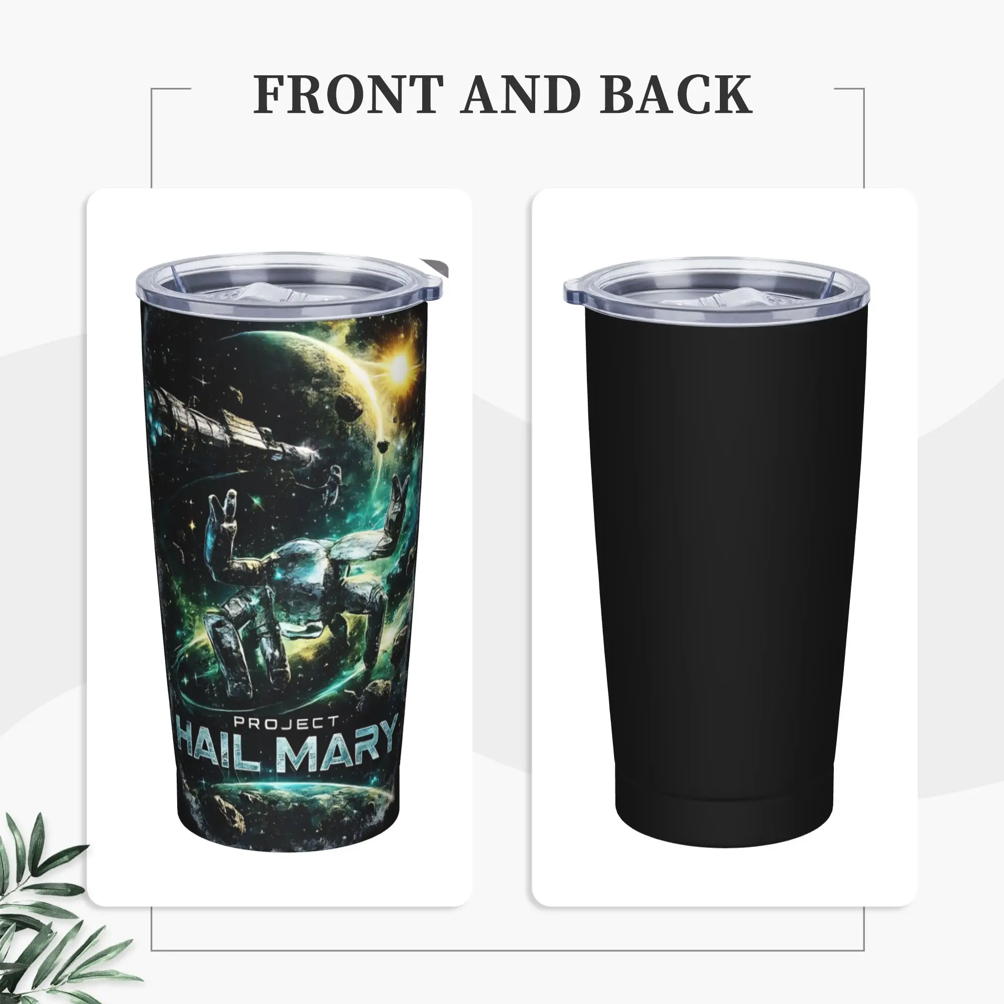 Project Hail Mary Stainless Steel Tumbler With Straws  Beach Thermal Mug 20oz Cold Drink Car Mugs