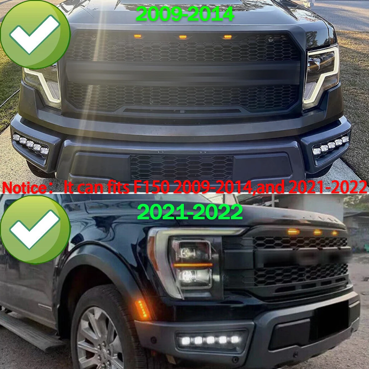 Front Bumper Turn Signal LED Fog Lights DRL Lamps For Ford F150 F-150 Raptor