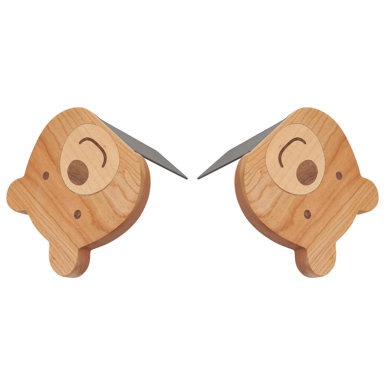 

2Pcs Cartoon Bear Shaped Bookends Wooden Book Stand Heavy Duty Book Holders Desktop Organizer for Library Office Home