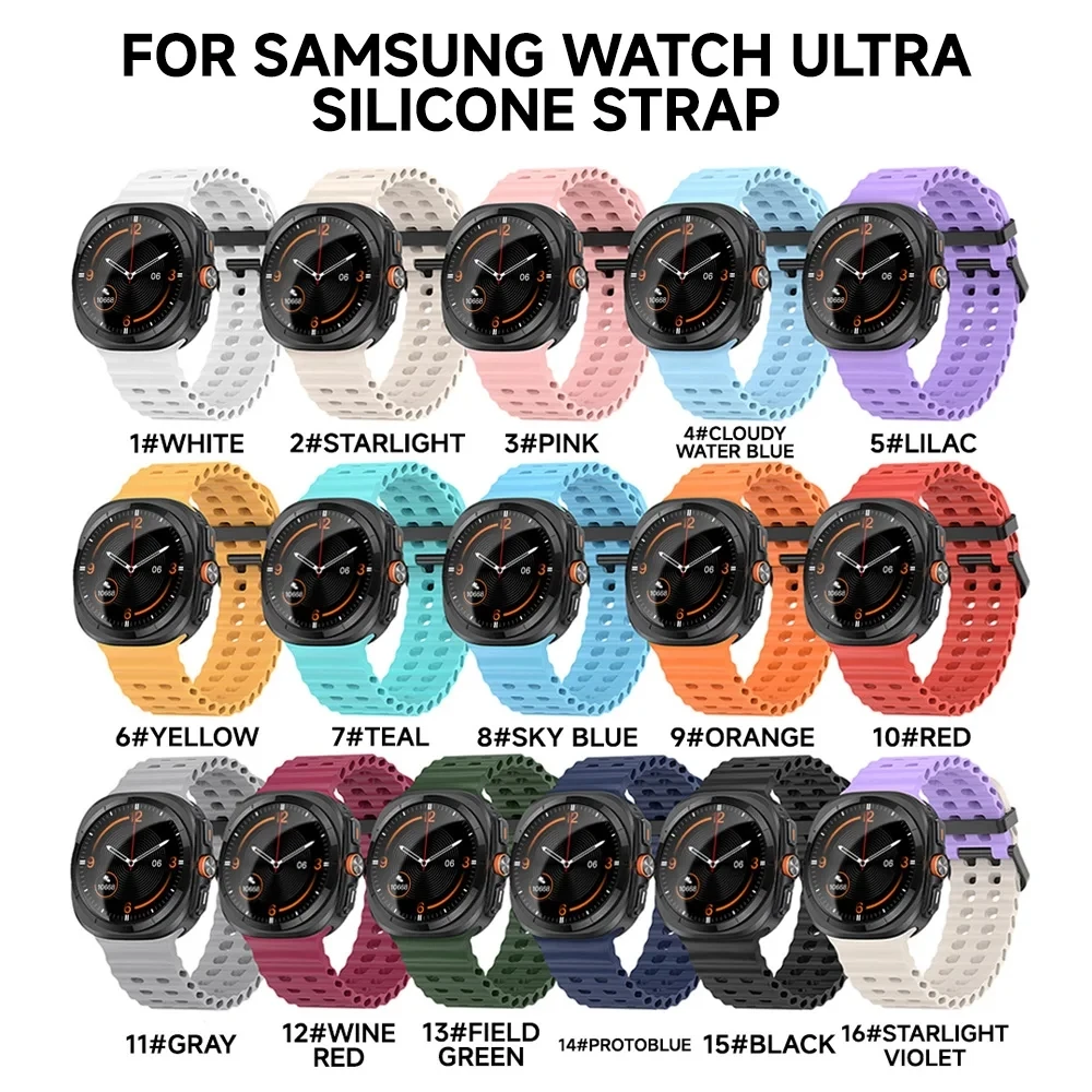 Soft Silicone Ocean Strap For Samsung Galaxy Watch Ultra 47mm LTE Men Women Watch Band Wristband Galaxy Watch 7 Ultra Bracelet