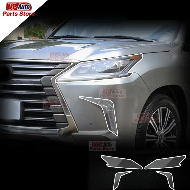 

2 Pcs Car Headlight Protective Film Transparent Black TPU Sticker for Lexus LX LX570 LX600 2016-2019 Accessories