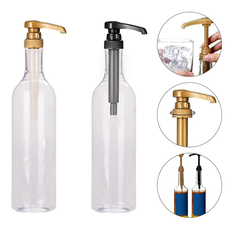 750ml Transparent Coffee Syrup Drip Pump Bottle Liquid Sauces Squeeze Dispenser Milk Beverage Honey Jar Storage Container