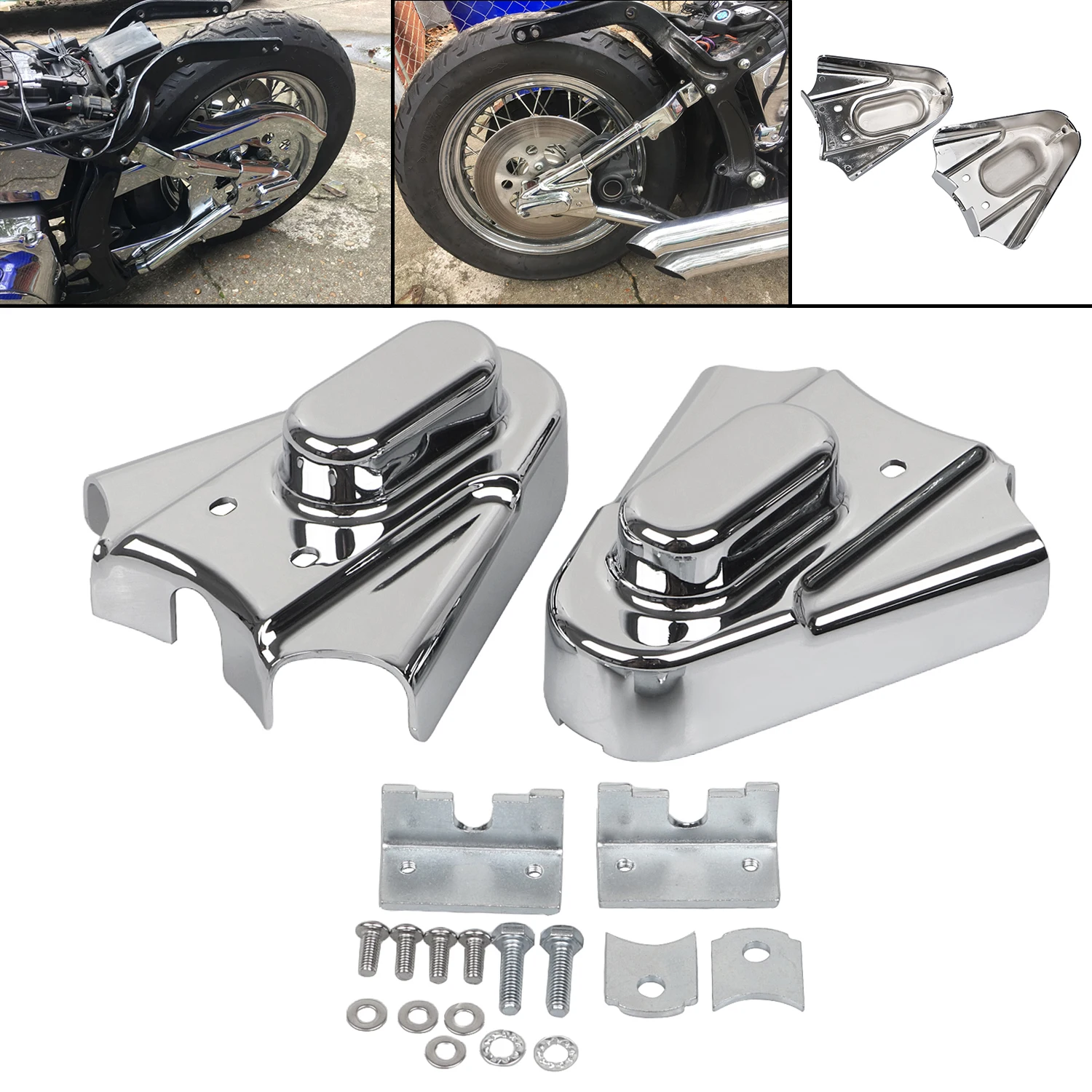 Metal Rear Swingarm Axle Covers For Harley Softail FXST FXSTC Heritage Classic FLSTC Springer FLSTS Fat Boy Night Train