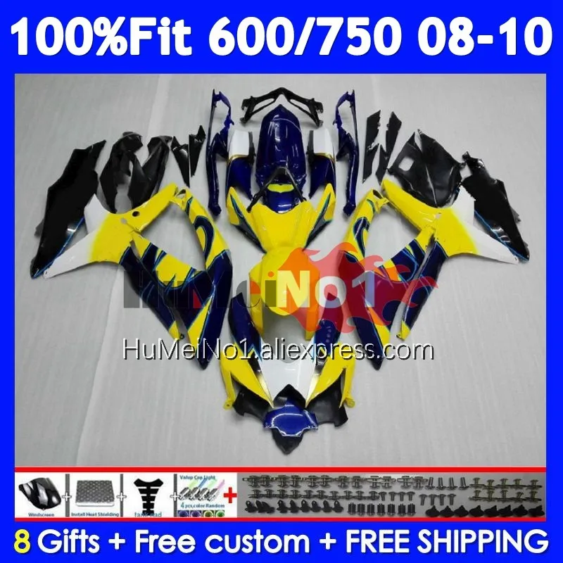 Injection Kit For SUZUKI GSXR-750 GSXR 600 750 105No.15 K8 GSXR600 GSXR750 08 09 10 GSXR-600 2008 2009 Yellow black 2010 Fairing