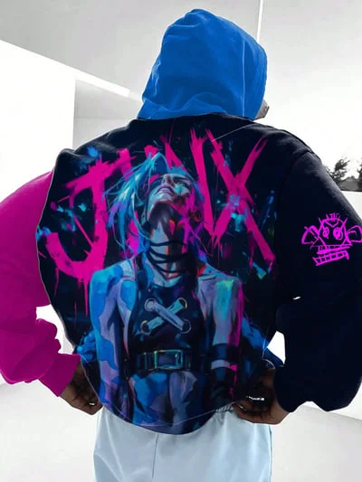 Anime Arcane League of Legends Jinx 3D Printed Hoodies Sweatshirt Men Women Tracksuit Pullover Harajuku Loose Casual Hoodie Coat