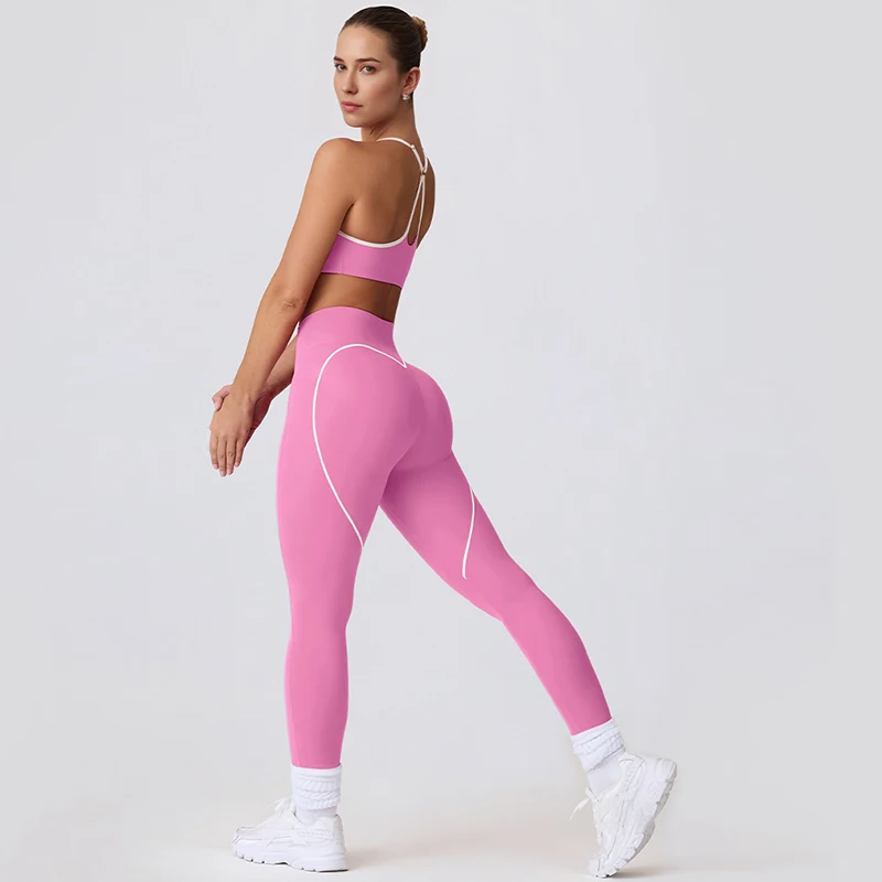 

Impact Women's Yoga Bra Set 7/8 Leggings Shoulder Straps Elastic Sport Bra Leggings Pilates Workout Clothes Set Yoga Set 2 Piece