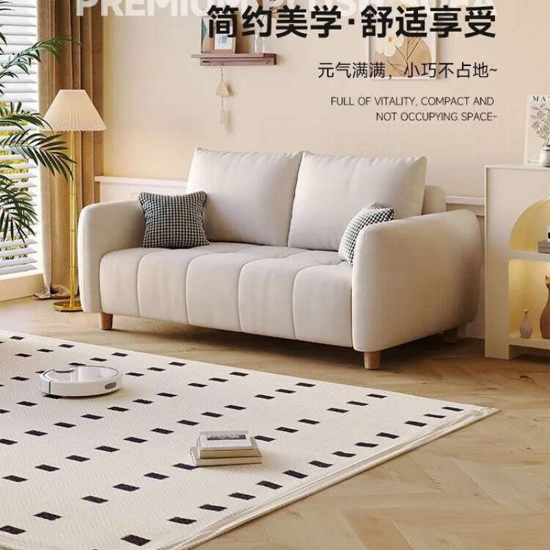 Living room fabric sofa straight line explosion cheap wide sofa small apartment rental wood