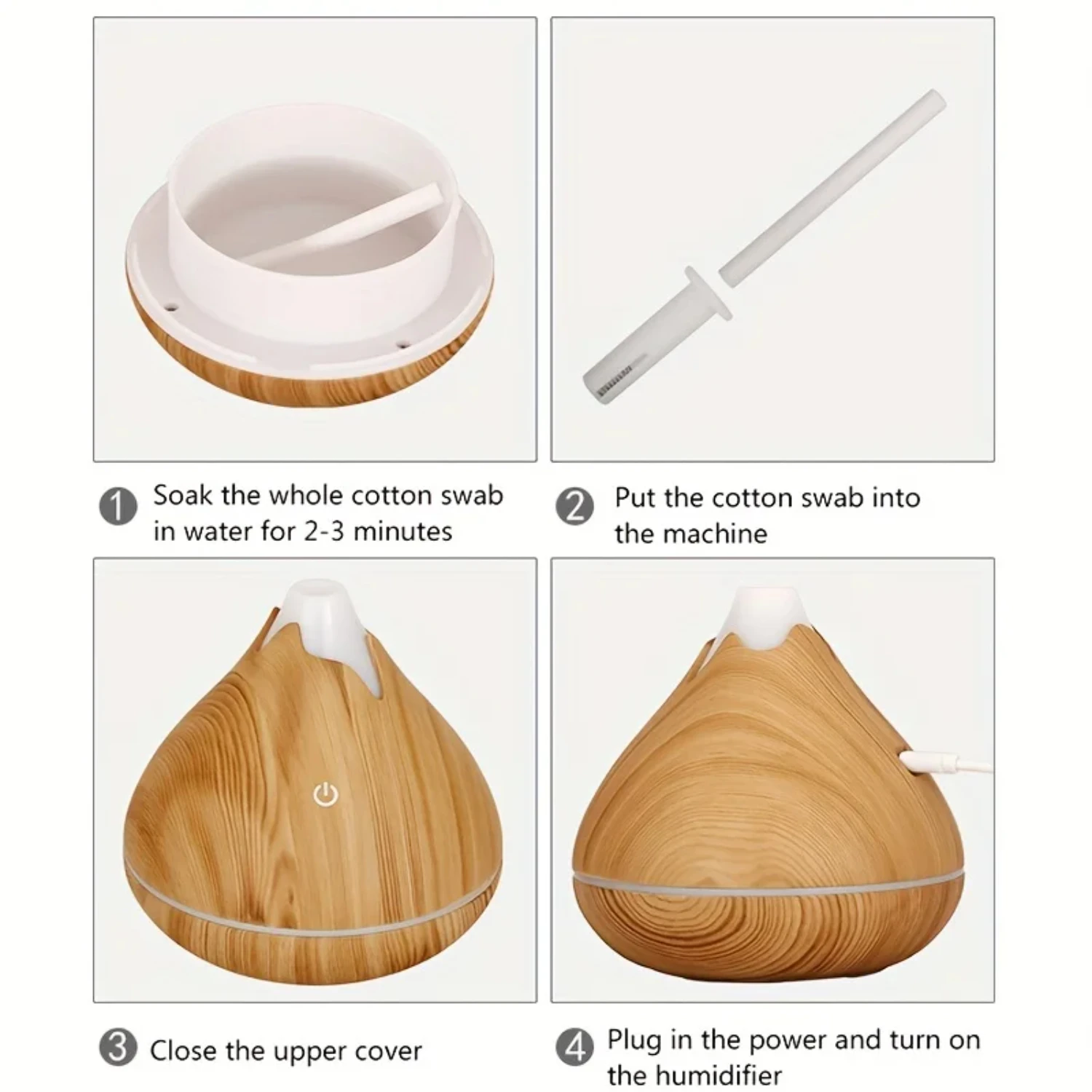 Mini Portable 350ml Wood Grain Essential Oil Diffuser USB Air Humidifier Spray Mist H2O - Compact, Stylish, and Convenient for H