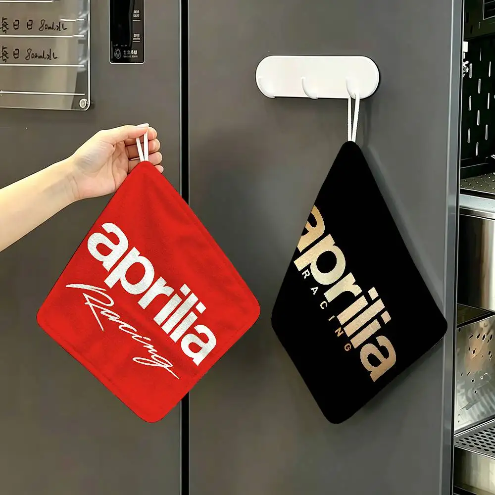 Motorcycle A-ApriliaS brands Logo Polyester Cotton Hand Wiping Towel, Anti-shrink Hanging Kitchen Cloth for Household Cleaning
