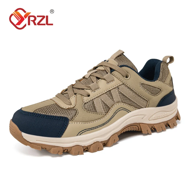 YRZL Men Trail Running Shoes Outdoor Hiking Shoes Anti Slip Comfortable Walking Shoes Lightweight Trekking Boots for Men Travel