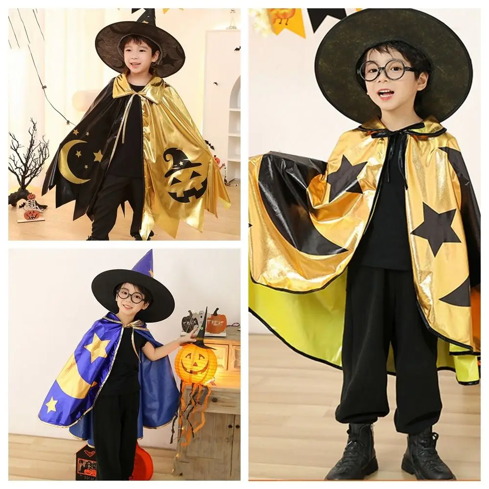 Wizard Childern Halloween Costumes Pointy Hat Costume Cosplay Props Kids Witches Robes Bright Color Cloak Halloween Cosplay Cape