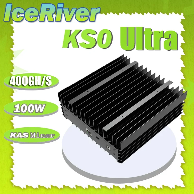 New KS0 Ultra Kaspa Miner, IceRiver KAS KS0 Ultra 400Gh Asic Miner 100W Crypto Mining Machine With PSU, Free Shipping