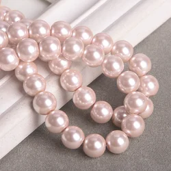 Round 10mm 14mm Pale Rose Pearl Coated Glass Loose Spacer Beads Wholesale For Jewelry Making DIY Bracelet Findings