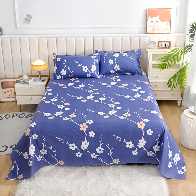 Aloe Vera Cotton Twin Bed Printed Single and Double Bed Brushed Synthetic Fiber Sheet One Bedding Pillowcase Need Order