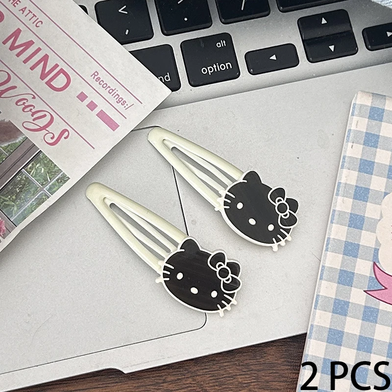 2 Stuks Sanrio Kawaii Lijn Kt Kat Haarspeld Anime Hellokitty Meisjes Bb Clip Mode Cartoon Schattig Haar Diy Accessoires Cadeau