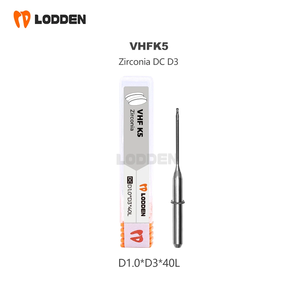 VHF K5 Dental Lab  Milling Burs for PMMA Zirconia Lithium Disilicate D3 Cutters 0.3/0.6/1.0/2.0 Diamond Grinding Tools