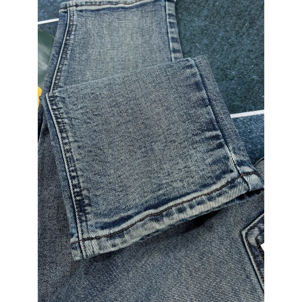 Jeans blu retrò da uomo autunno trendy slim fit piccoli pantaloni lunghi casual dritti versatili in stile giapponese spesso