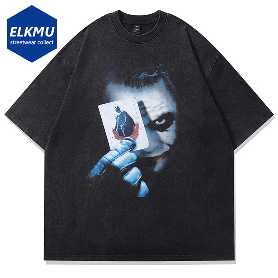 Joker T Shirts 2024 Men Summer Casual Loose Tee Tops Harajuku Streetwear Oversized Hip Hop T-shirt Black