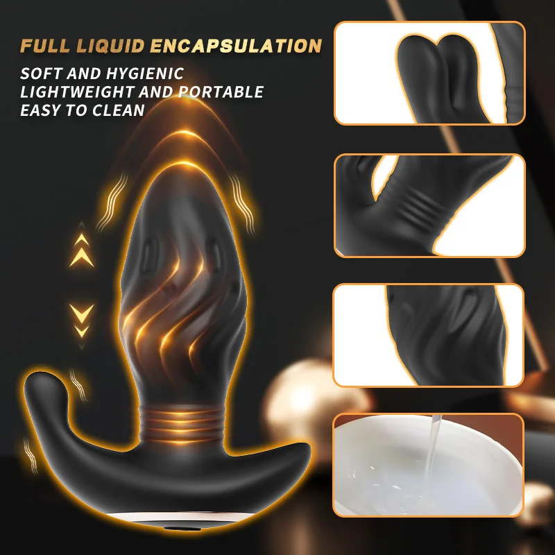 Plugue anal telescópico, vibrador remoto sem fio, vibrador vibratório, massageador de próstata, brinquedo sexual para mulheres, bunda anal