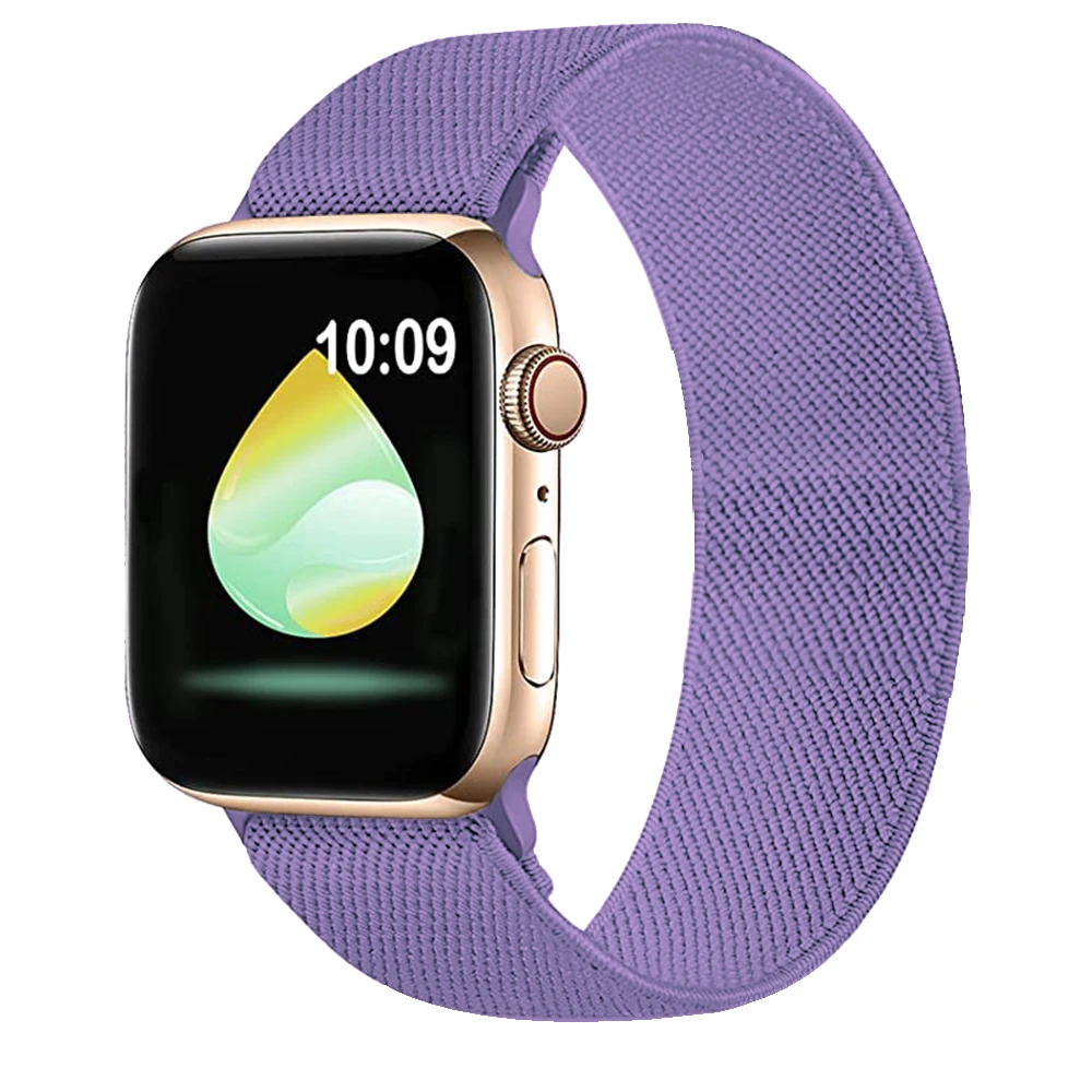 Tali jam tunggal tali elastis kain nilon gelang kepang Solo loop untuk jam tangan Apple Iwatch Seri 7 3 5 Se 6 8 Ultra