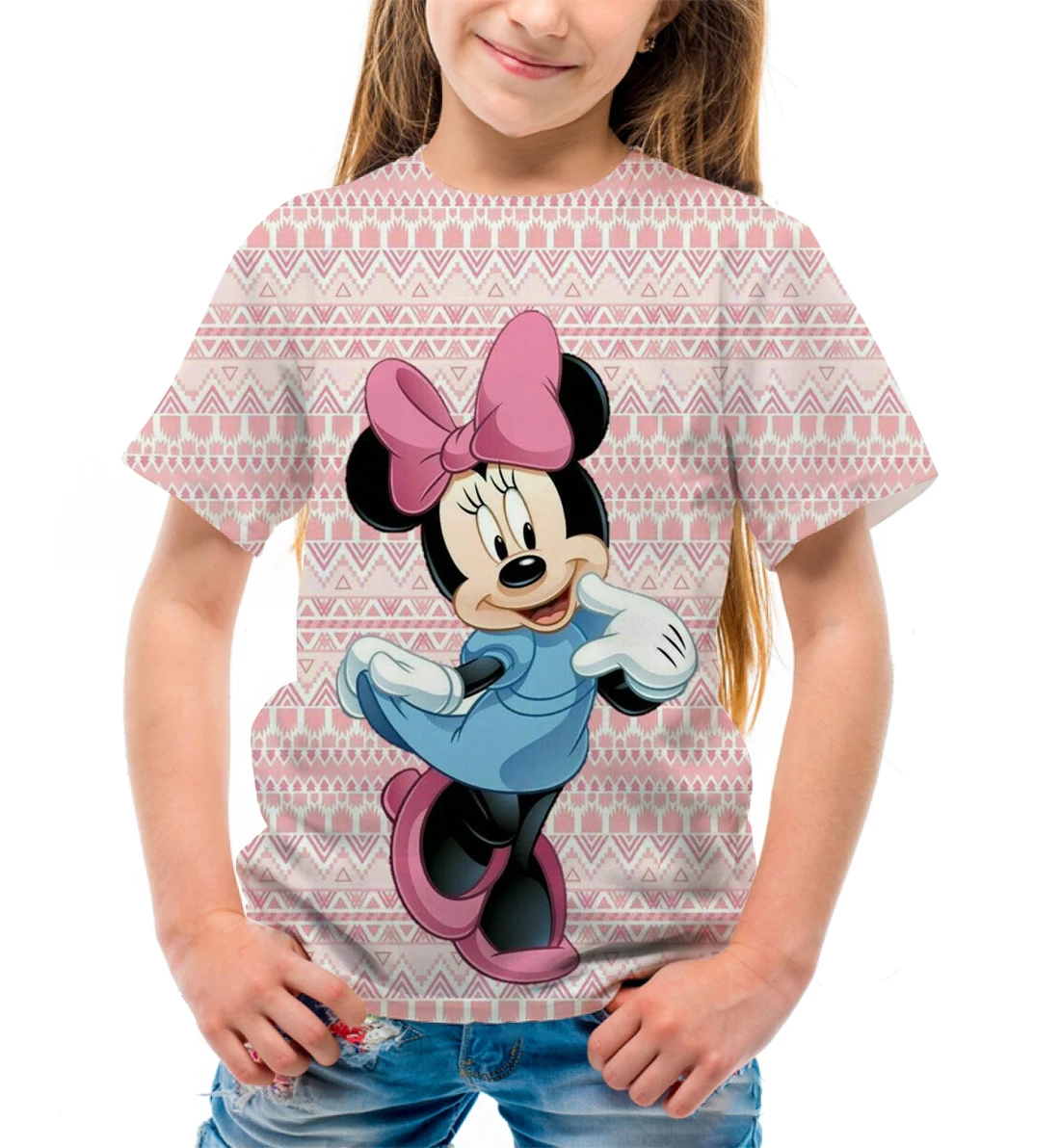 Disney girls short -sleeved fashion versatile cartoon comfortable and loose Korean version of girl wild T -shirt girl sports top