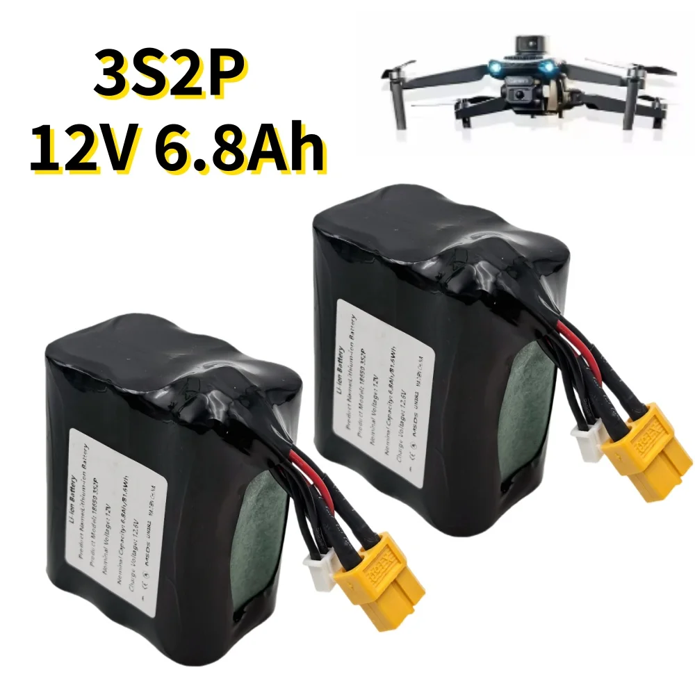 

12V Battery 12.6V 6.8Ah 3S2P Li-ion Use Single Cell NCR18650 Combination Suitable for Parrot Disco and Various Drones