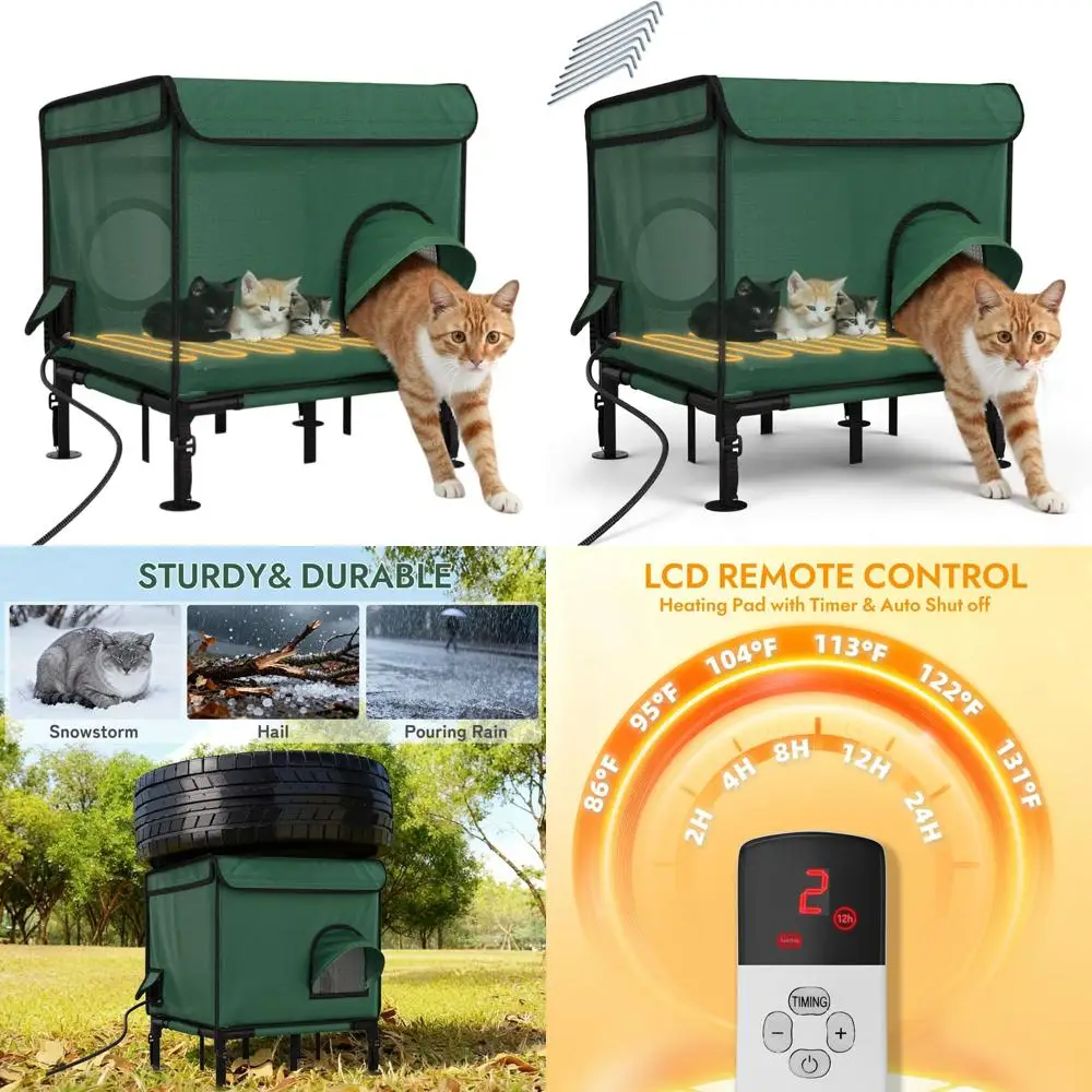 

Всепогодный изолированный уличный кошачий домик с обогревателем, безопасной входной дверью, для ферламных кошек — 16,9 л x 12,9 В x 16,9 В