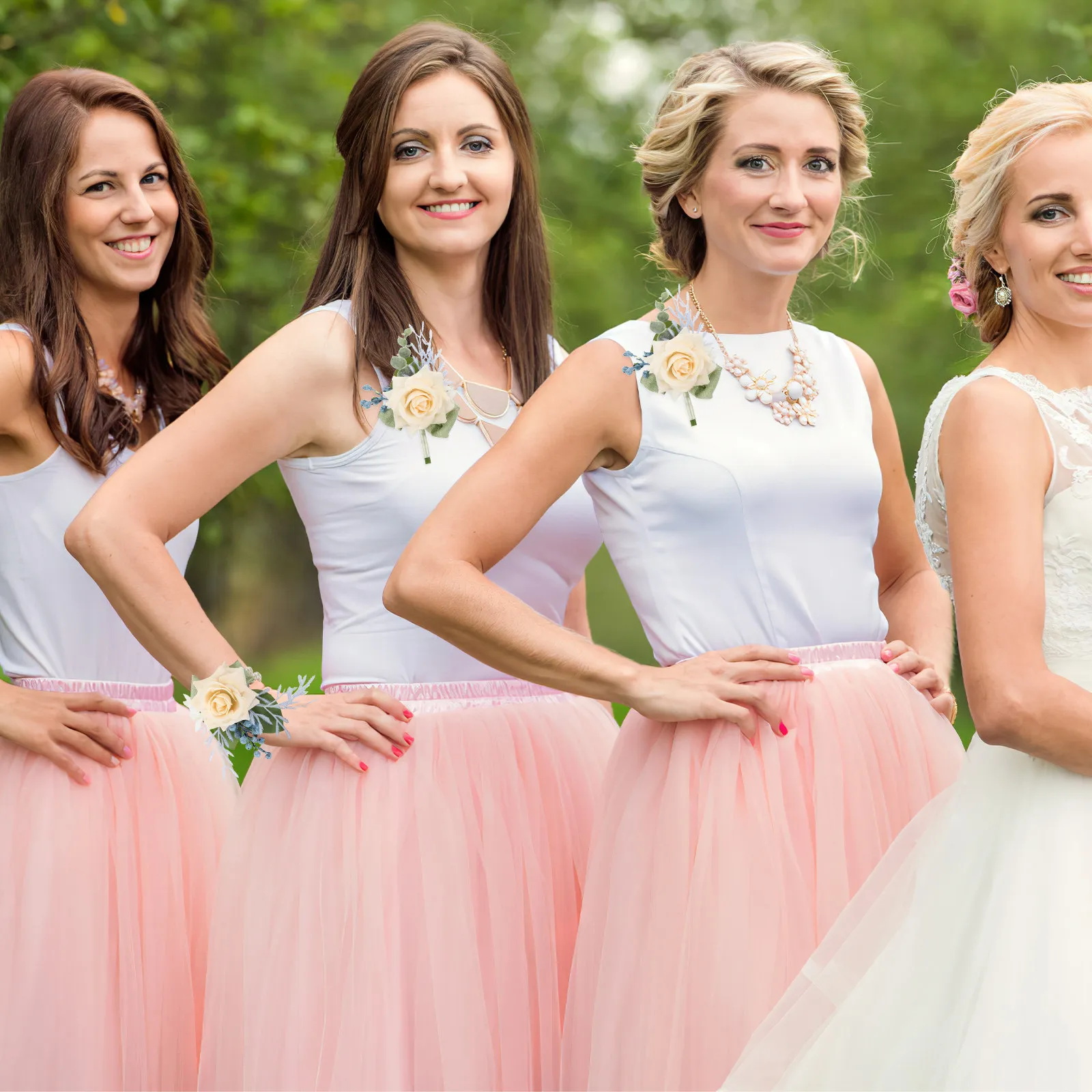 

Набор из 1 шт.: свадебная бутоньерка и браслет-корсаж из искусственных цветов для девичника, выпускного вечера, торжественного ужина, годовщины