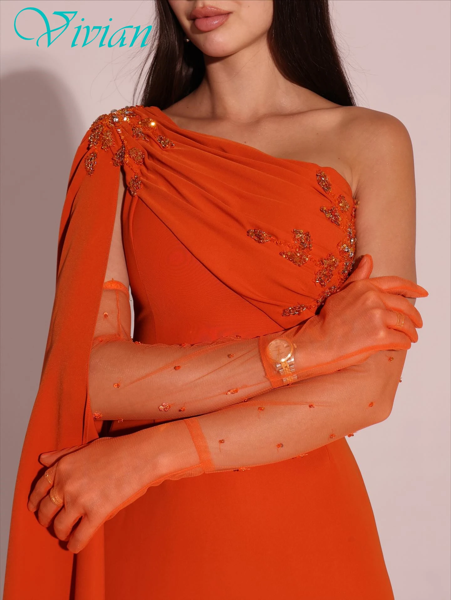 Aangepaste rechte schouder mouwloze elegante avondjurk delicate feestjurk mode moderne op maat gemaakte gelegenheidsjurken