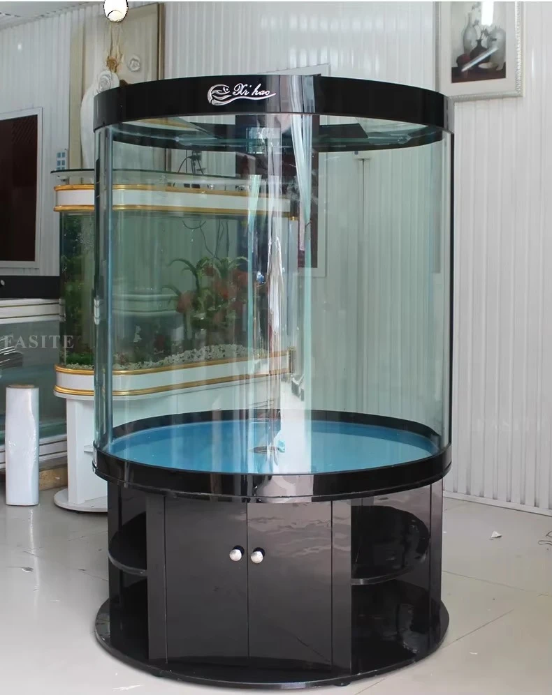 Cylindrical Fish Tank Aquarium Glass Ecological Large Bottom Filtration Without Water Exchange Home Decor