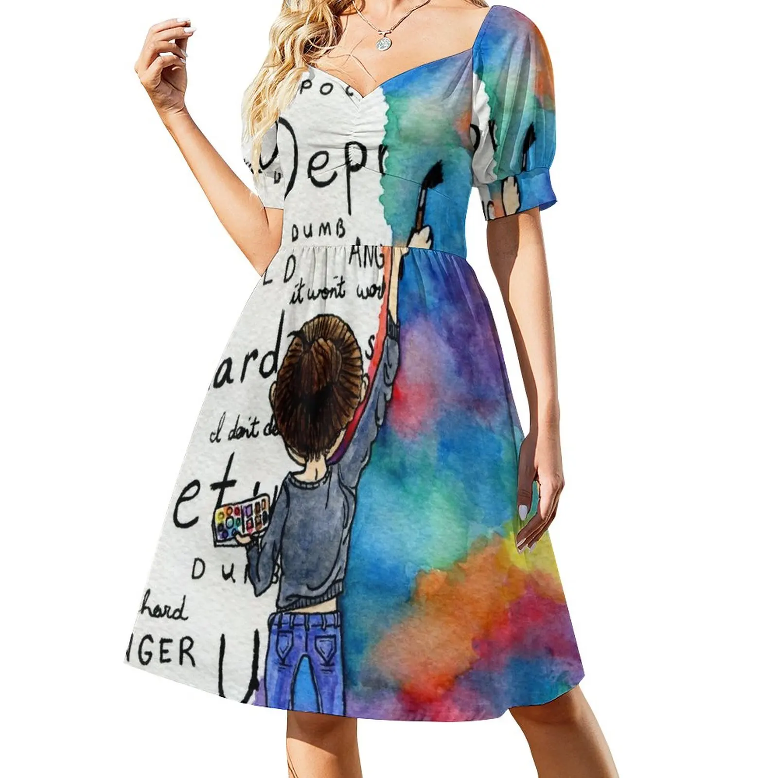 

Always Keep Fighting Watercolor Painting (2015) REVAMP Dress dress summer dresses for woman 2023