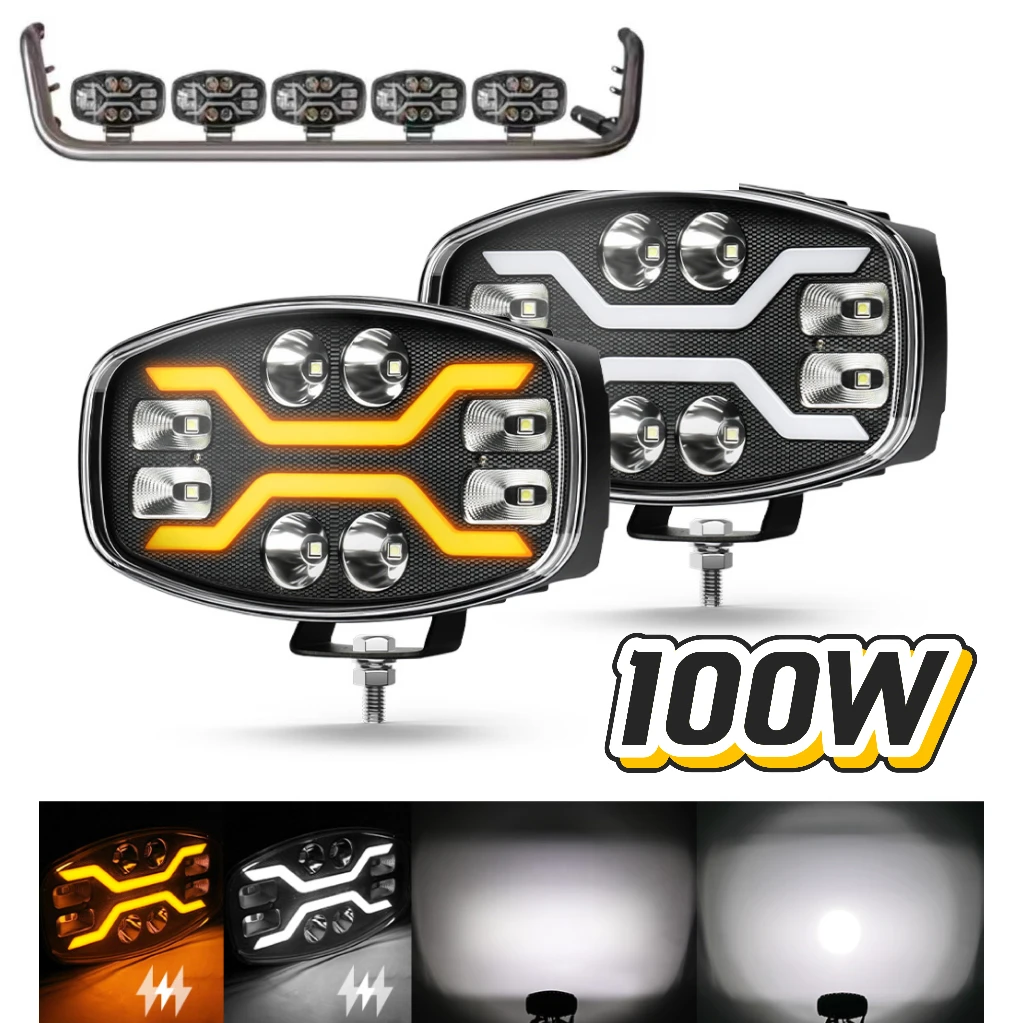 Braveway 10inch LED Truck Work Light 100W 6000k 3500k DRL Strobe Flashing