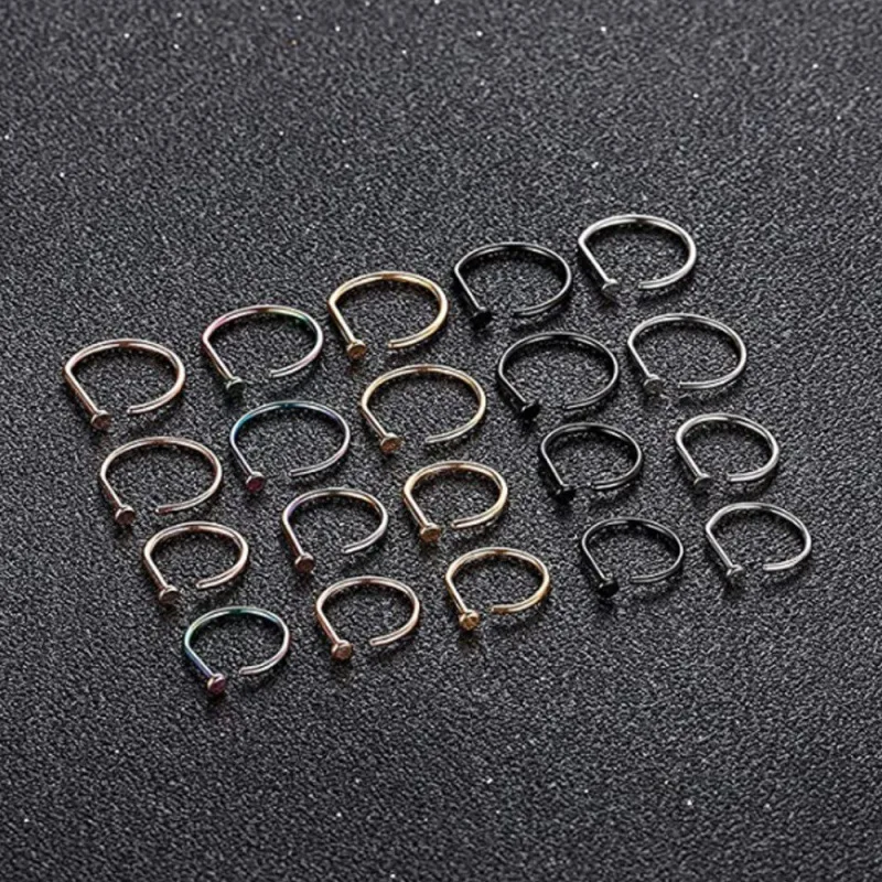 5 Color Punk Stainless Steel Fake Piercing Nose Rings D-Shape Septum Perforation Body Jewelry Women Men Nose Clip