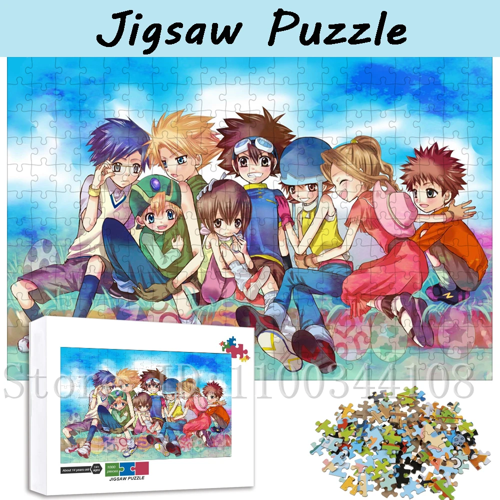 300/500/1000 Pieces Digimon Adventure Anime Jigsaw Puzzles for Children Intelligence Game Stress Relief Toys